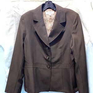 SUIT STUDIO POLYESTER BROWN SUIT BLAZER SZ 14